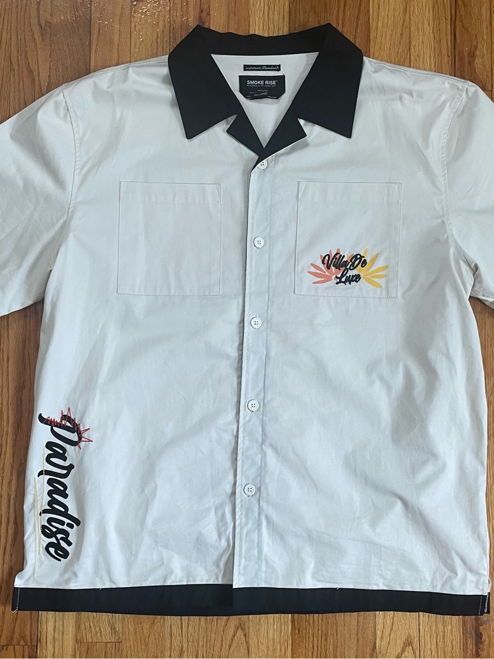 SMOKE RISE Textured Tropical Graphic Button Down Shirt Men’s XXL 100% Cotton